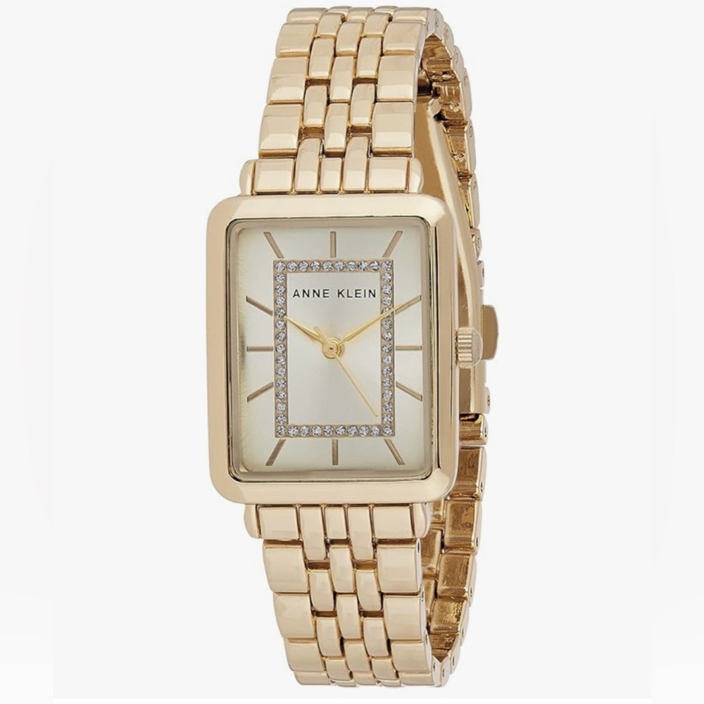 ANNE KLEIN, GLITTER ACCENT BRACELET WATCH